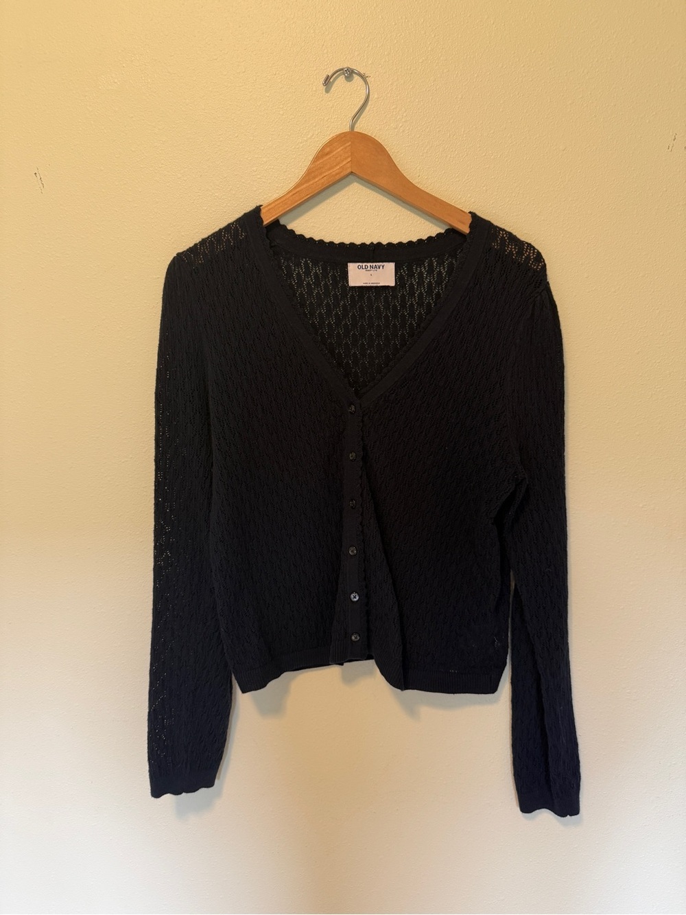 Old Navy Pointelle V-Neck Button Cardigan - Navy